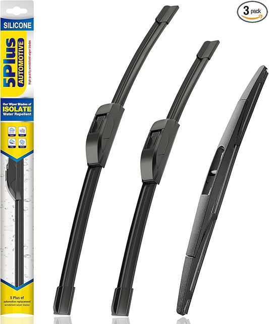 5 PLUS® Silicone Windshield Wipers Replacement for 2015-2024 Nissan Murano / 2019-2023 Acura RDX / 2014-2021 Mitsubishi Outlander Wiper Blades(Set of 3),Windshield Wiper Blades For My Car-26"/18"/12"