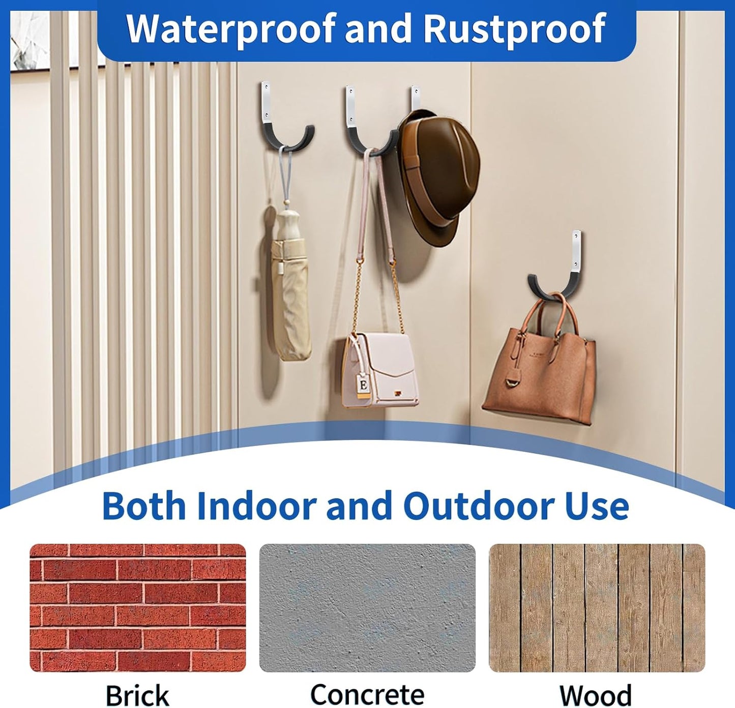 Heavy Duty Steel Garage Hooks,Garage Storage Utility Hooks,Heavy Duty Garage Garden Tool Organizer,Steel Wall Mount Hooks, Garden Hose Hanger, Small U Hooks (Black 2 Pack)