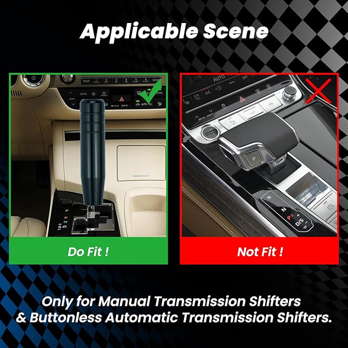 Gear Shift Knob - Universal Fit with 4 Alloy Adapters, 5.12" Long Lightweighted Shifter Knobs, Suitable for Manual & Auto Cars, Black