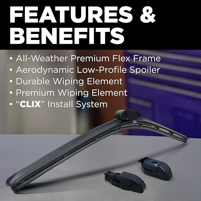 ClixWipers 14" 6-Pack: High Performance Premium Automotive Replacement Windshield Wiper Blades for Fleets & Business, Bulk Pack for All-Weather & Winter, Fits J-Hook, Pinch Tab & Top Button