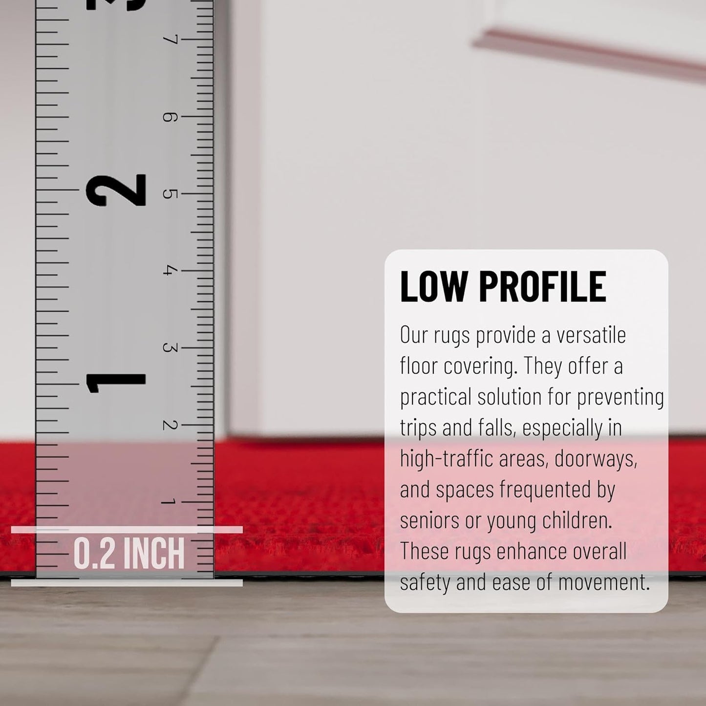 Ottomanson 2'7" x 10' Hallway Runner with Scraper Pile Extra Durable Non-Slip Rug Mat for Indoor & Outdoor Use - Ideal for Kitchen, Entryway, Patio & Garage - High-Traffic Carpet, Red