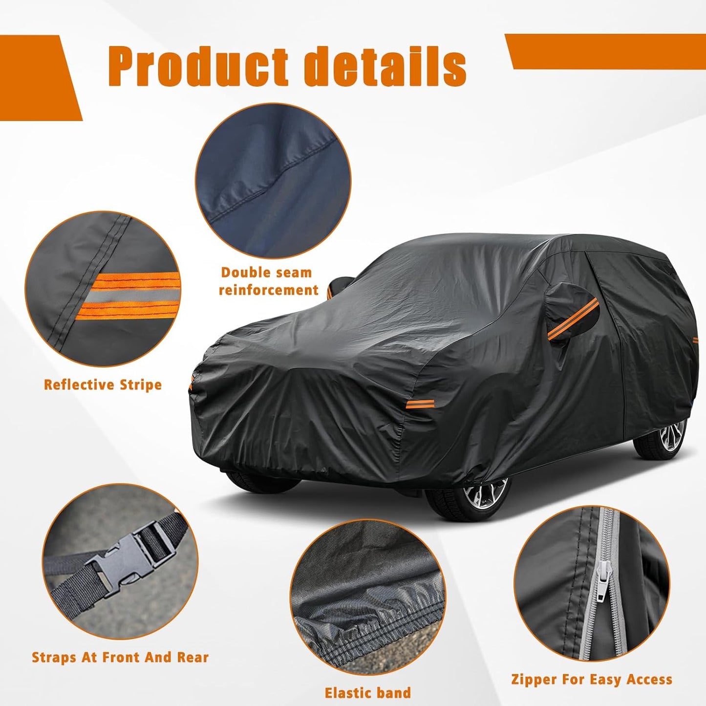 Kayme 7 Layers SUV Car Cover Custom Fit for Toyota 4Runner (2002-2025) Waterproof All Weather for Automobiles,Outdoor Full Cover Rain Sun UV Protection.Black