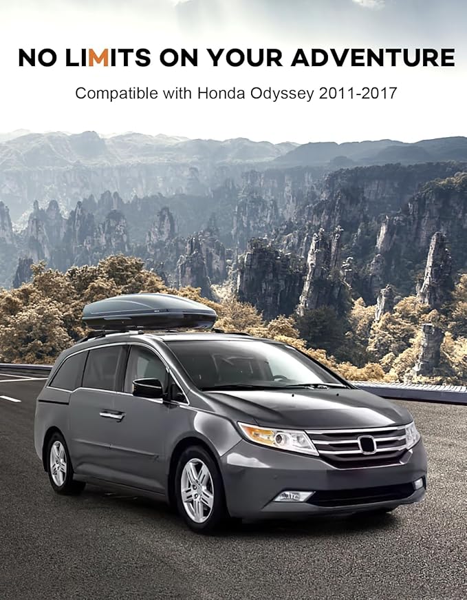 300lbs Lockable Roof Rack Cross Bars Compatible with Honda Odyssey 2011-2017 (with Raised Side Rails), Heavy Duty Aluminum Roof Rails Crossbars Cargo Canoe Black Rooftop Cargo Carrier.