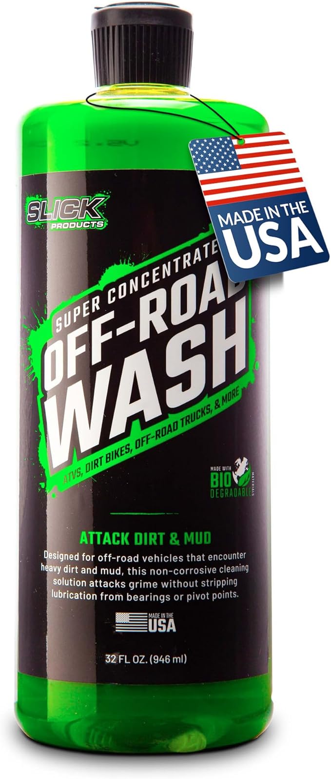 Slick Products Total Off-Road Wash Super Concentrate – Thick Foaming Car Wash Soap with Hybrid-Ceramic Formula for Dirt Bikes ATV UTV Trucks Jeeps and More – Foam Cannon Ready – 32 oz