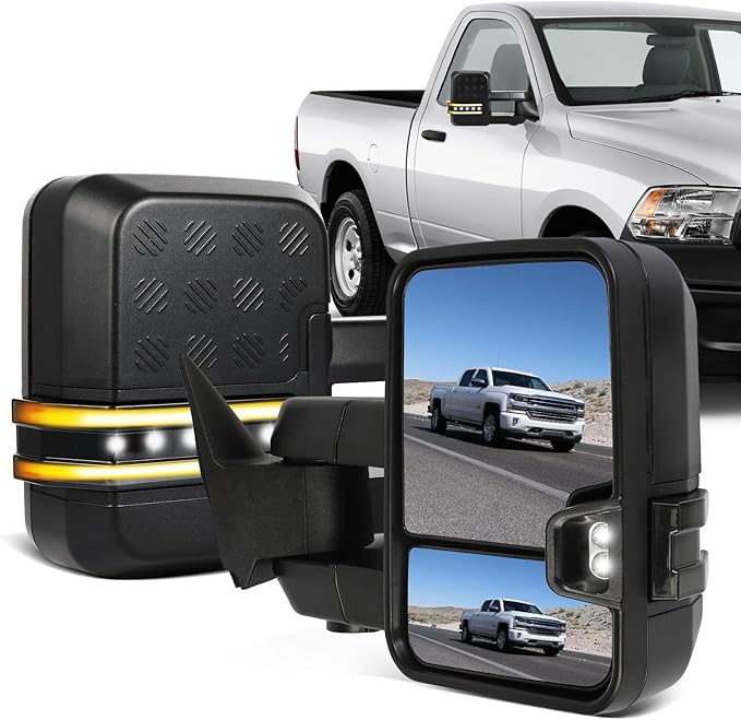 ECCPP Towing Mirrors Fit For 1988-1998 For Chevy For C/K Pickup For Suburban With Left Right Side With Power Heated Turn Signal Light Clearance light Arrow Turn Signal Back up lamp