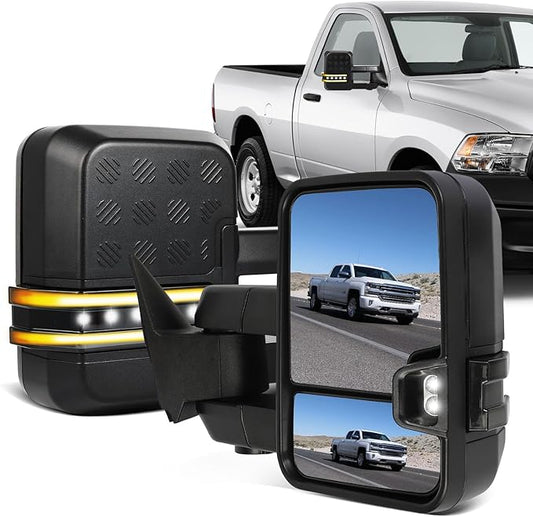 ECCPP Towing Mirrors Fit For 1988-1998 For Chevy For C/K Pickup For Suburban With Left Right Side With Power Heated Turn Signal Light Clearance light Arrow Turn Signal Back up lamp