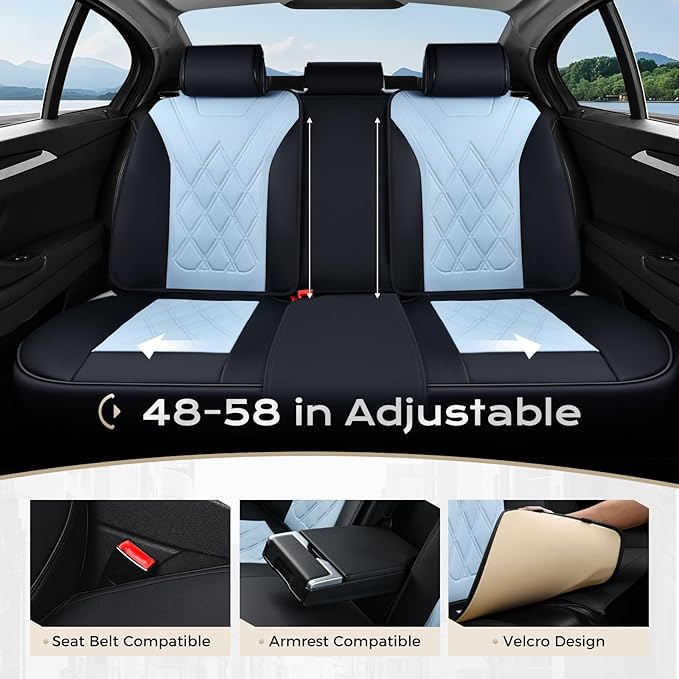 Coverado Car Seat Covers Full Set, Seat Covers for Cars, Front Seat Covers and Back Seat Cover Waterproof Leather Automotive Seat Cover, Universal Car Interior Protectors Cushion for Most Cars