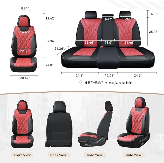 Coverado Car Seat Covers, Front Covers for Cars, Car Seat Cover Front Seats, Automotive Seat Cover, Waterproof, Leather Car Seat Cushion, Universal Interior Covers Seat Protectors for Most Cars