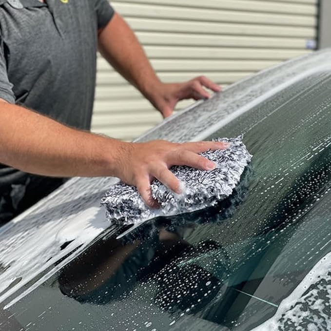 Ethos Microfiber Car Wash Mitt - Wash Mitt for Cleanse Scratch & Lint Free Premium Scrub Pad - Rinse Glove for Clean Cars, Trucks, Motorcycles