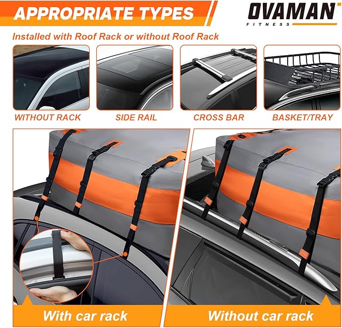 Car Rooftop Cargo Carrier Bag – 20 Cubic Feet Waterproof Heavy Duty 900D Roof Bag for All Vehicles SUV with/Without Roof Rack, Car Storage Bag with Anti-Slip Mat, 6 Hooks & Luggage Lock