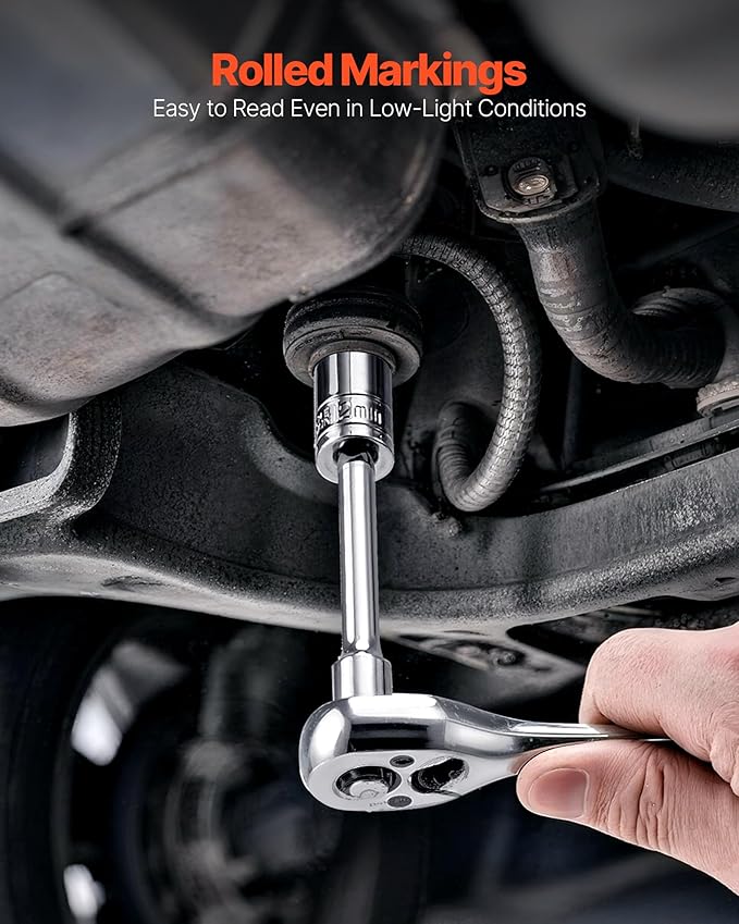 VEVOR Socket Set, 163 Pieces, 3/8 & 1/4 & 1/2 inch Drive Socket Tool Set, SAE and Metric, Deep and Standard, Mechanic Tool Kit with Storage Case, Chrome Plated CR-V Alloy Steel, for Automotive Repair