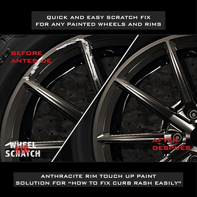 Wheel Scratch Fix® Anthracite Rim Touch Up Paint, Alloy Wheel Scratch Repair, Curb Rash Repair, Wheel Touch Up Paint Pen, Rim Scratch Remover, (Universal Anthracite Wheel Paint (Pen Only))