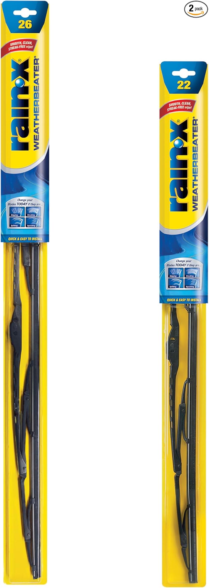Rain-X 820250 WeatherBeater Wiper Blades, 26" and 22" Windshield Wipers (Pack of 2), Automotive Replacement Windshield Wiper Blades That Meet Or Exceed OEM Quality And Durability Standards