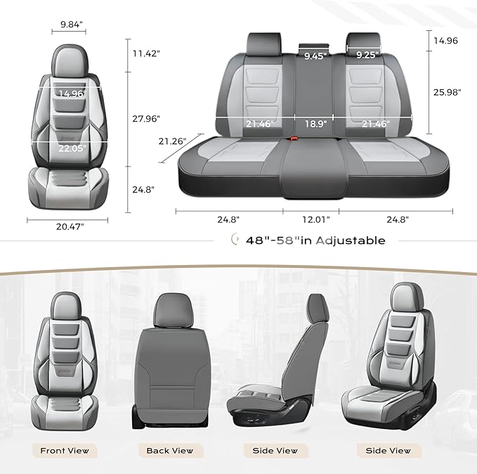 Coverado Car Seat Covers Full Set, Seat Covers for Cars, Front Seat Covers and Back Seat Cover Waterproof Leather Automotive Seat Cover, Universal Car Interior Protectors Cushion for Most Cars