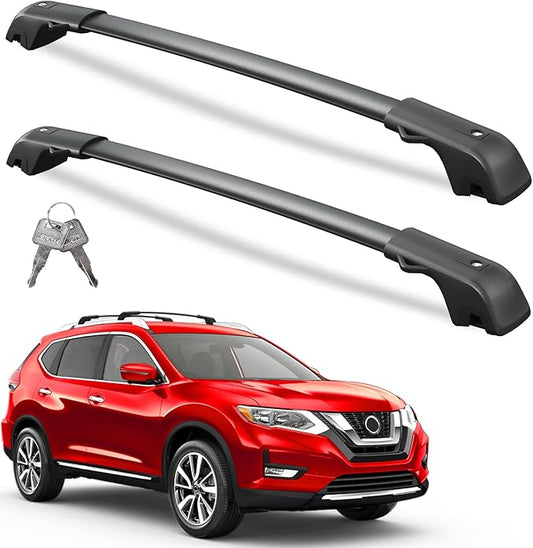 300lbs Roof Rack Cross Bars Compatible with Nissan Rogue 2014-2020 (with Raised Side Rails), Heavy Duty Aluminum Lockable Roof Rails Crossbars Black Rooftop Cargo Carrier Luggage