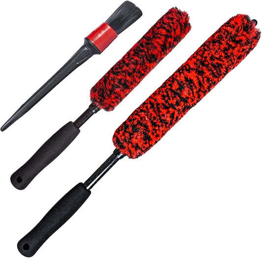 Metal Free Soft Wheel Cleaner Brush, Synthetic Wool Tire Cleaning Brush, Highly Water Absorption, Dense and Durable Tire Brush for Cleaning Wheels, Rims, Spokes, Fenders, Engines…