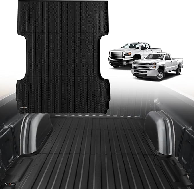TripleAliners Truck Bed Mat Compatible with 2007-2019 Chevy Silverado/GMC Sierra 1500 2500 3500HD LD Limited Accessories 6.6FT Bed Perfectly Flush All Weather Protection TPE HeavyDuty Pickup Mat
