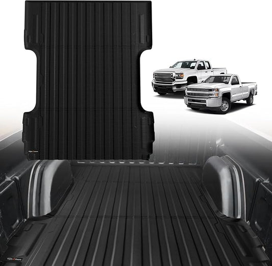 TripleAliners Truck Bed Mat Compatible with 2007-2019 Chevy Silverado/GMC Sierra 1500 2500 3500HD LD Limited Accessories 6.6FT Bed Perfectly Flush All Weather Protection TPE HeavyDuty Pickup Mat