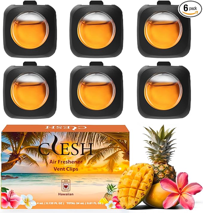 Car Air Fresheners, Hawaiian, 6-Pack, 4ml Each, Odor Eliminator