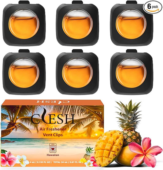 Car Air Fresheners, Hawaiian, 6-Pack, 4ml Each, Odor Eliminator
