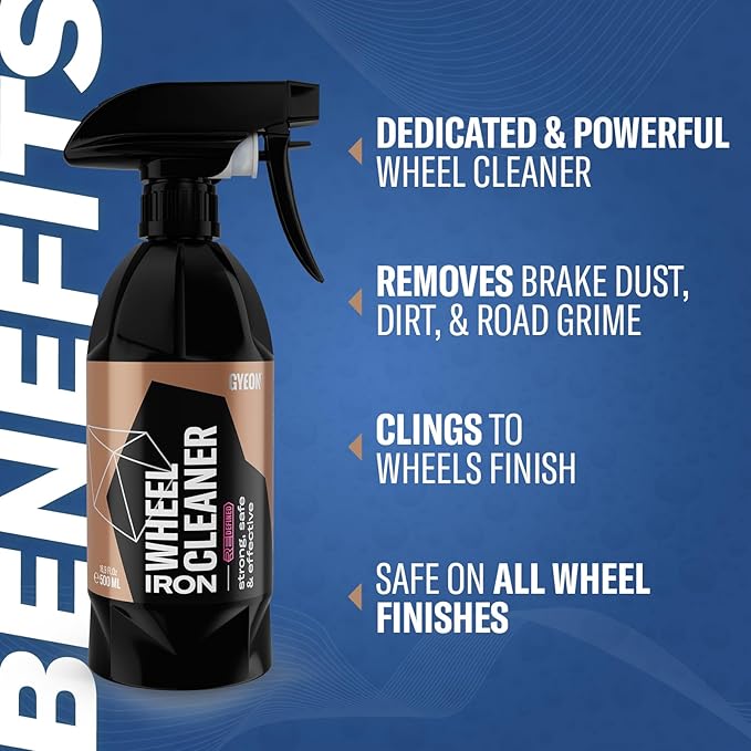 GYEON Iron Wheel Cleaner Redefined – Acid-Free Gel Formula for Brake Dust & Iron Removal – Safe on All Wheel Finishes and Rim Types – Professional Grade Wheel Cleaning Spray