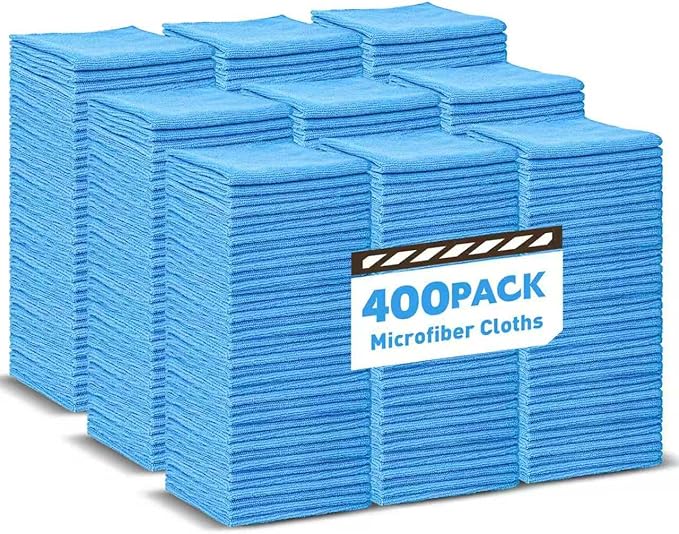 Microfiber Towels Bulk-400 Pack, Cleaning Cloths, Microfiber Towels for Cars, Cleaning Rags Blue (12x12 inches)