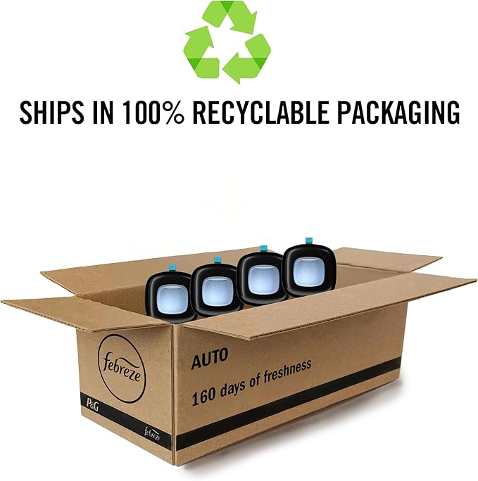 Febreze Car Air Freshener Vent Clip Laundry Fresh Scent, .07 oz. Car Vent Clip, Pack of 4