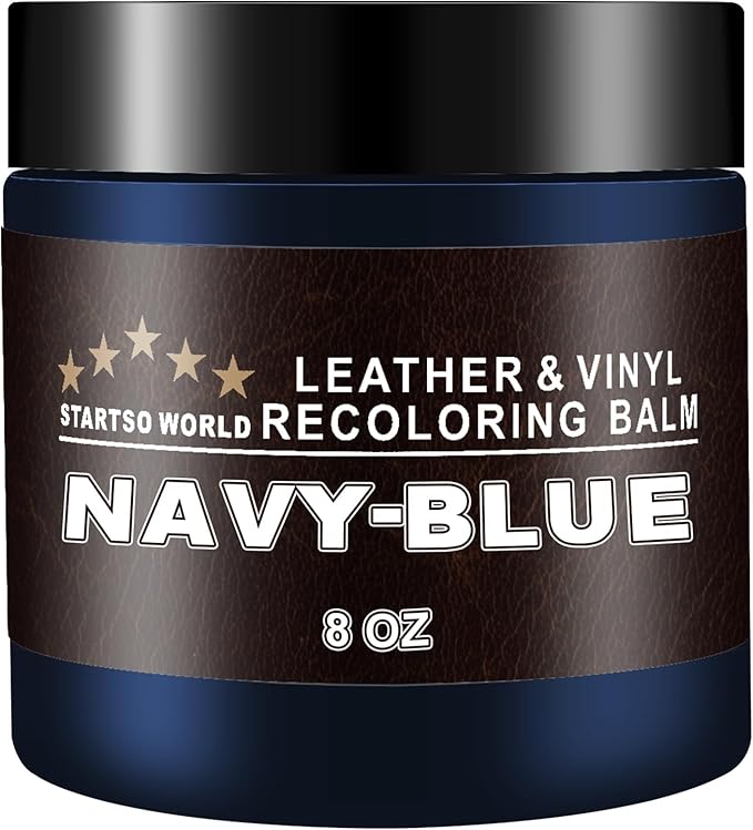 STARTSO WORLD Leather Recoloring Balm, Navy Blue Leather Repair Kit for Furniture, Leather Dye, Leather Color Restorer for Couches, Leather Couch Paint | Repair, Restore & Renew Old, Faded Leather