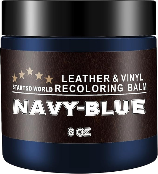 STARTSO WORLD Leather Recoloring Balm, Navy Blue Leather Repair Kit for Furniture, Leather Dye, Leather Color Restorer for Couches, Leather Couch Paint | Repair, Restore & Renew Old, Faded Leather