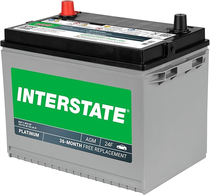 Interstate Batteries Automotive Battery 12V 70Ah (Group Size 24F) 710CCA SLI AGM Auto Battery Replacement for Cars, SUVs, Sedans, Trucks (MTX-24F)