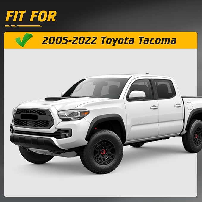 Running Boards Compatible with Toyota Tacoma 2005-2023 Double Cab Crew Cab, Two-Stairs Side Steps, 5 inch Wide Nerf Bars Step Bars