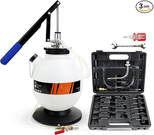 YSTOOL 7.5L Transmission Fluid Pump Manual ATF Refill Fill System Dispenser Hand Pump Kit Portable Automatic Oil Transfer Change Filling Tools with 15PCS ATF Adapters Black Case