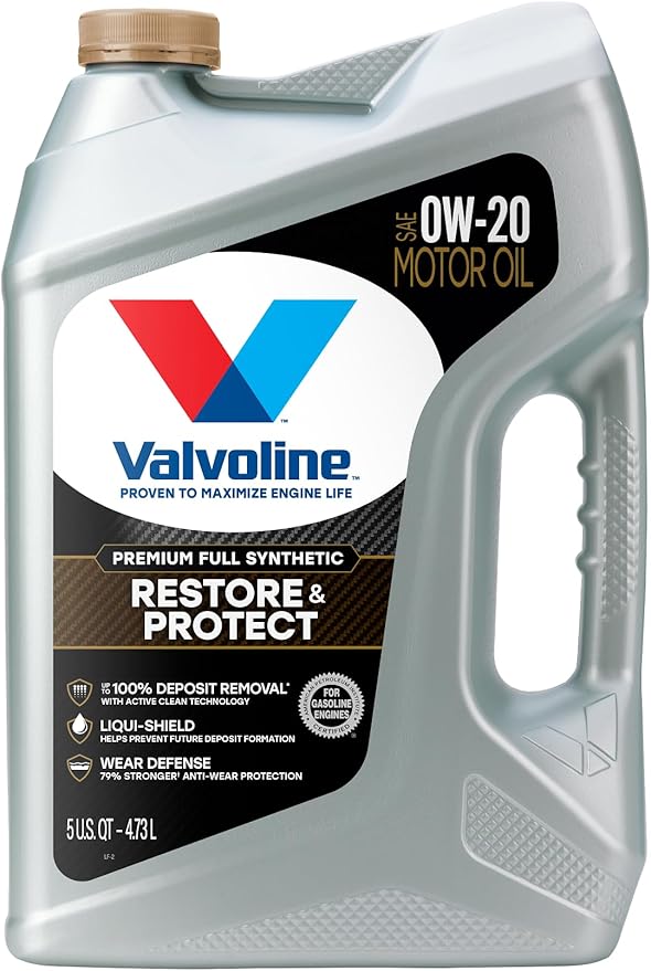 Valvoline Restore & Protect Full Synthetic 0W-20 Motor Oil 5 QT, Case of 3