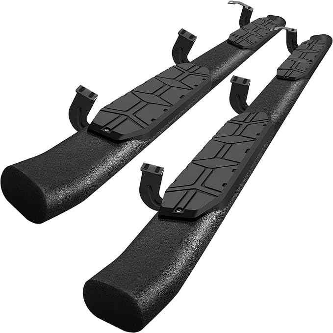 4.3 Inches Oval Tube Bar Running Boards Compatible with 2005-2023 Toyota Tacoma Double with 4 Full-Size Doors. Tacoma Step Bars and Carbon Steel Side Steps Step Bars.
