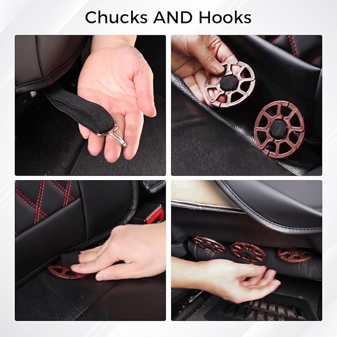 Huidasource Car Seat Covers for Front Seat, Car Seat Cushion Waterproof, Full-Cover Faux Leather Car Seat Cover Protector Universal Fit for Most Cars,Vans,Trucks, SUVs (Front Pair/Black&Red)