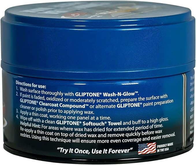Gliptone Carnauba Paste Wax, Original Brazilian Carnauba Formula for Maximum Surface Protection and Long-Lasting Brilliant Shine, Easy Apply & Remove, 10.5 Oz
