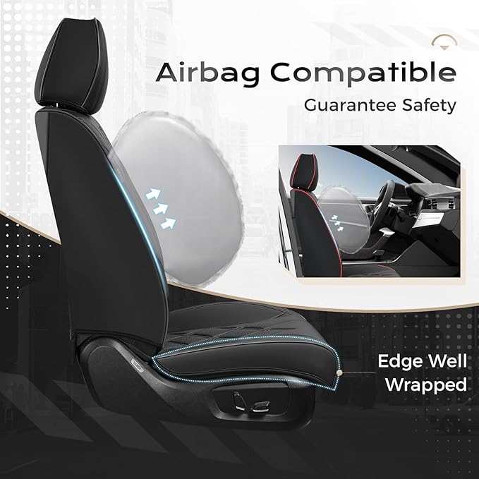 Coverado Car Seat Covers Full Set, Seat Covers for Cars, Front Seat Covers and Back Seat Cover Waterproof Leather Automotive Seat Cover, Universal Car Interior Protectors Cushion for Most Cars