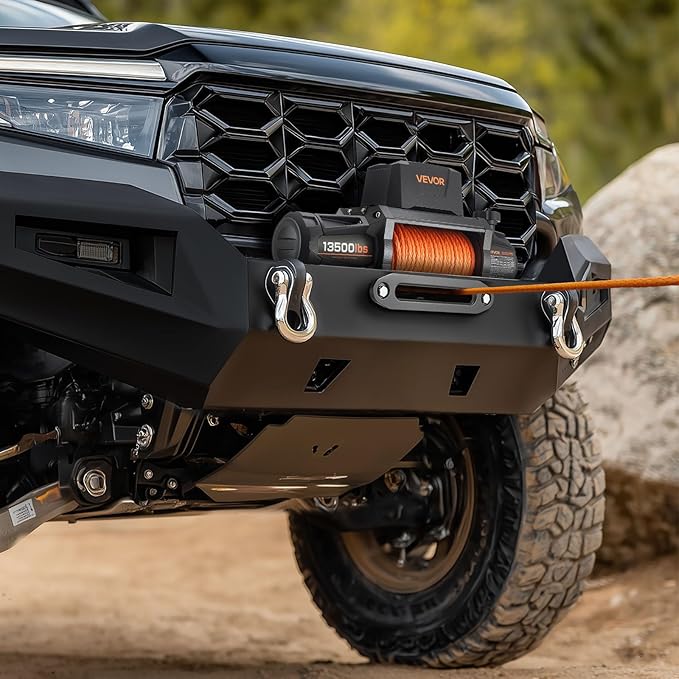 VEVOR Electric Winch, 13500 lbs Load Capacity, 12V DC Truck Winch with Φ3/8 in x 92 ft Synthetic Rope, Wireless & Wired Remote Control, IP67 Waterproof for Towing Off-Road SUV Jeep Trailer Boat