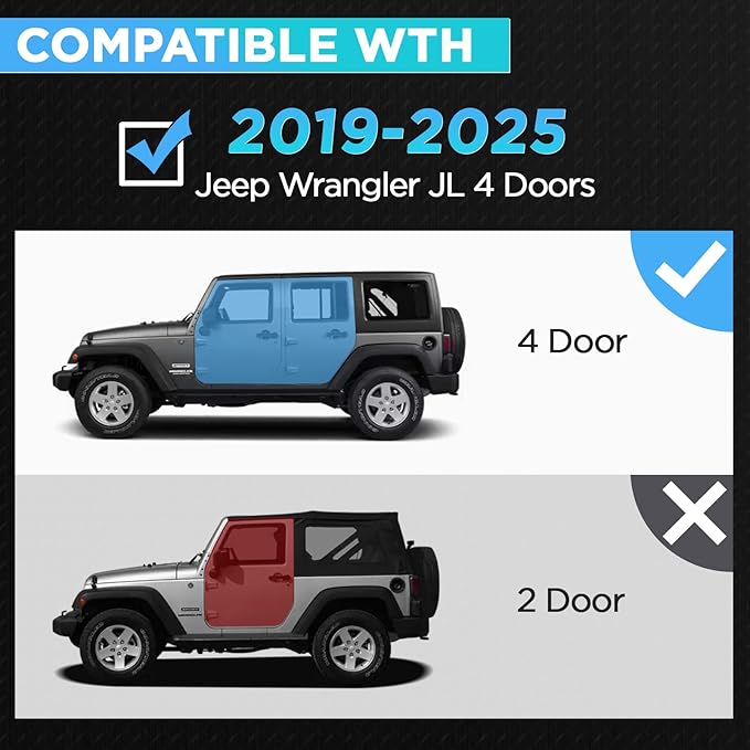 PZ Side Steps Running Boards Compatible with 2019-2025 Jeep Wrangler JL 4 Doors, Black Heavy Duty Carbon Steel Side Step Rails Nerf Barsjeep Wrangler Running Boards 4 Door