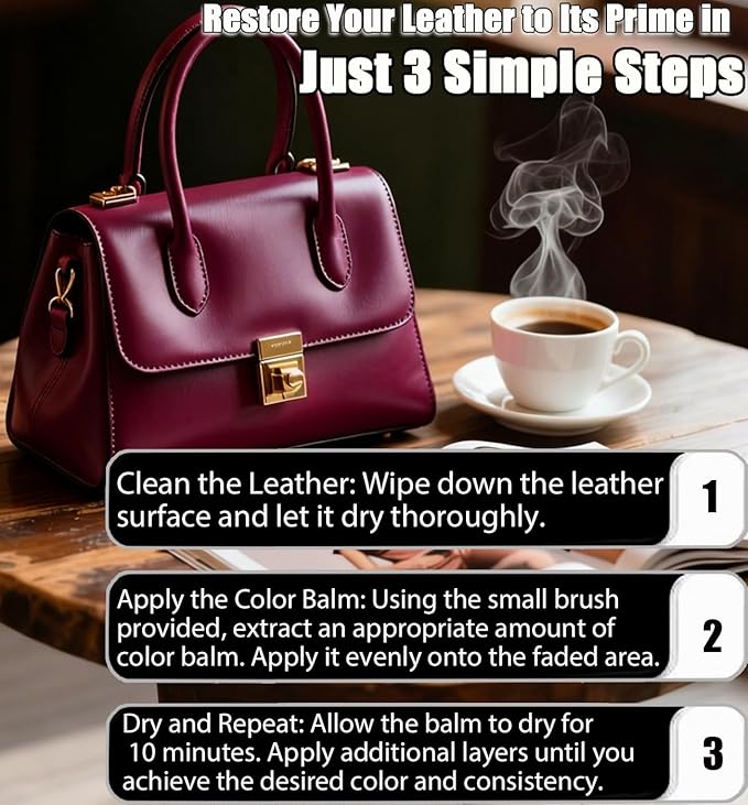 Leather Recoloring Balm, Maroon Vinyl Leather Color Restorer, Leather Repair Kit for Car Interior, Leather Paint, for Furniture Seat, Shoe Polish