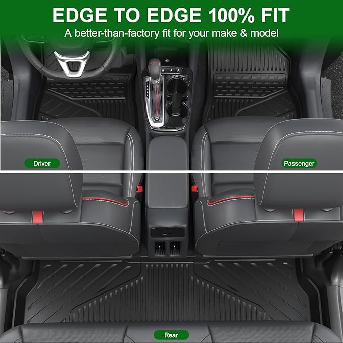 Floor Mats Custom Fit for 2024 2025 2026 Chevy Trax (Activ LS LT 1RS 2RS) / Buick Envista, All Weather TPE Car Mats Including Front & 2nd Row Automotive Liner & Door Sill Guards Accessories