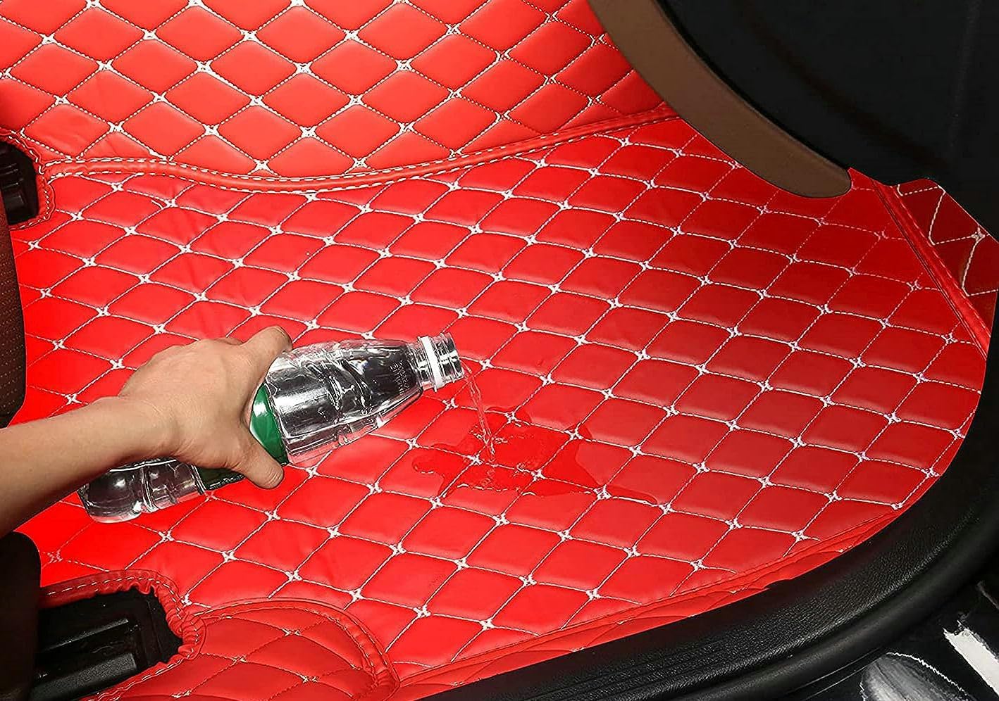 Custom Artificial Leather Waterproof All-Weather Car Floor Mats Fit for 99% Sedan SUV Sports Car Vehicle Car Mat (Black Blue)