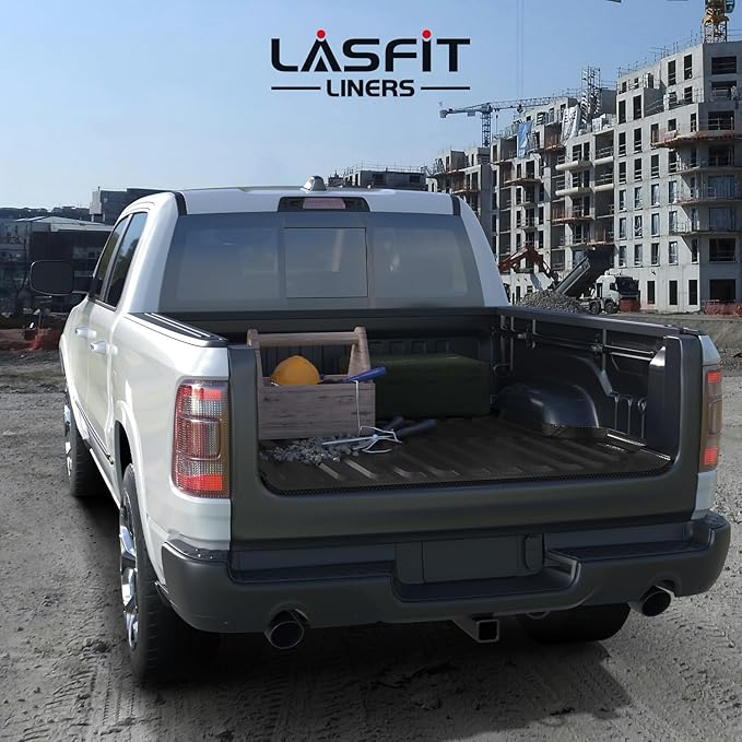 LASFIT 5FT7 Truck Bed Mat for Ram 1500/1500 RHO 2019-2026 & RAM 1500 Classic 2019-2024 Short Bed (5.7 FT / 67.4inches) Not for Rambox, All Weather Custom Fit Truck Cargo Bed Liner, Black