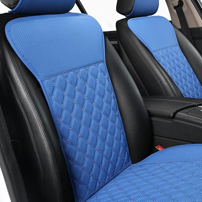 Black Panther 1 Pair Car Seat Covers, Luxury Car Seat Protectors, Universal Anti-Slip Driver Seat Cover with Backrest,Diamond Pattern (Blue)