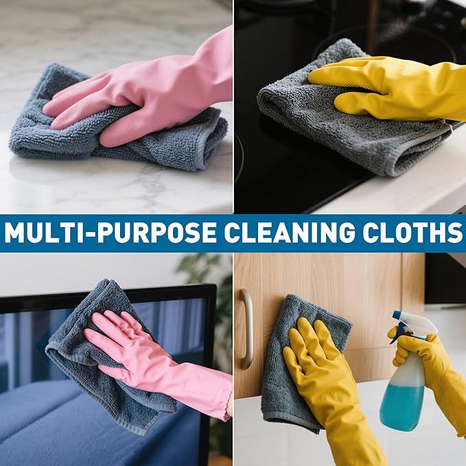Microfiber Cleaning Cloths Bulk Pack-400 Pack, Microfiber Towels Bulk, Towels for Cars, Cleaning Rags Gray (12x12 inches)