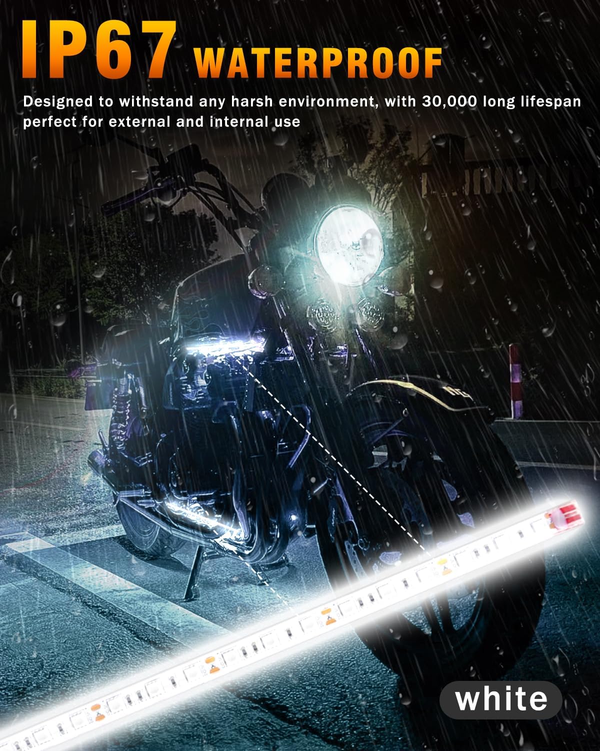 Qasim 12V Led Light Strip Waterproof 32CM White Golf Cart Underglow Led Lights for Car Motorcycles Boat Navigation Interior & Exterior-Pack of 6