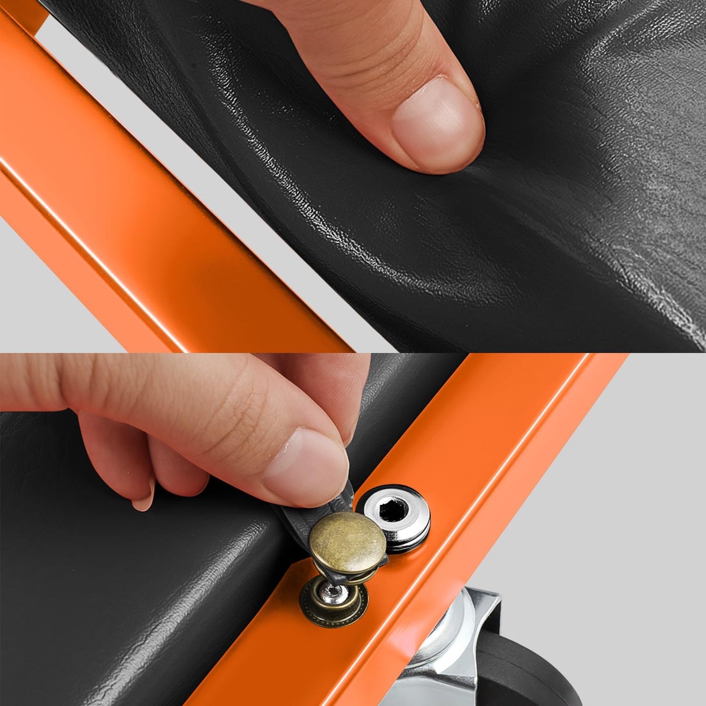 DNA MOTORING 48" 2 IN 1 Folding Rolling Garage Shop Creeper Roller Seat, 7 Pcs 2" Casters, 350 Lbs Weight Capacity, Orange, TOOLS-00193-OG