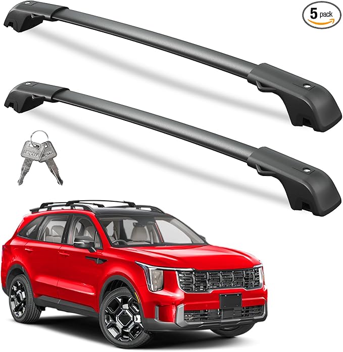Lockable Roof Rack Cross Bars 220lbs Compatible with Kia Sorento X-Line & X-Pro 2021 2022 2023 2024 2025 (with Raised Rails,Not Flushed Rails), Crossbars Rooftop Cargo Carrier Luggage