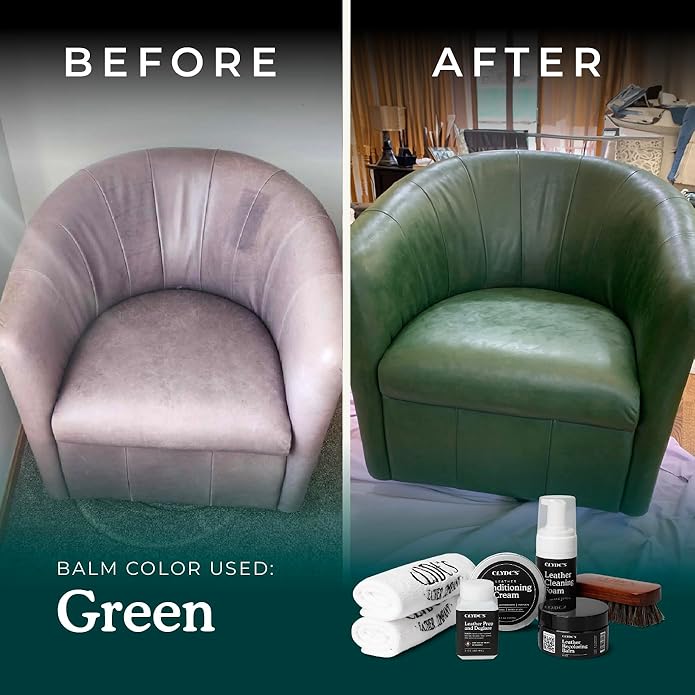 Clyde's™ 4-Step Leather Recoloring Kit | Includes Brush and Lint-Free Towels | Cleans, Restores, and Protects Your Leather