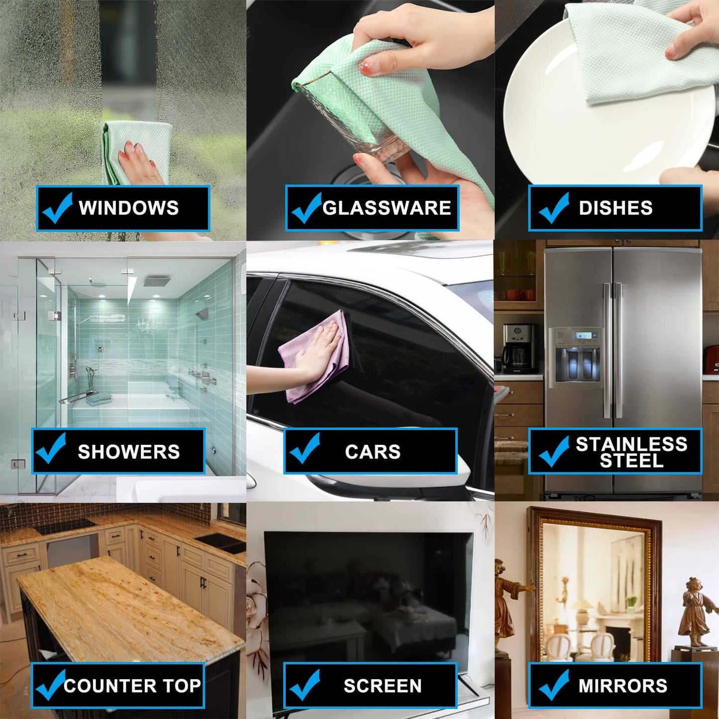 Streak Free Miracle Cleaning Cloths Easy Clean Nanoscale,Fish Scale Microfiber Window Mirror Glass Car Stainless Steel Cleaning,Lint Free Dish cloth Wine Glass Polishing Towel,Reusable,Pack 6,Pink